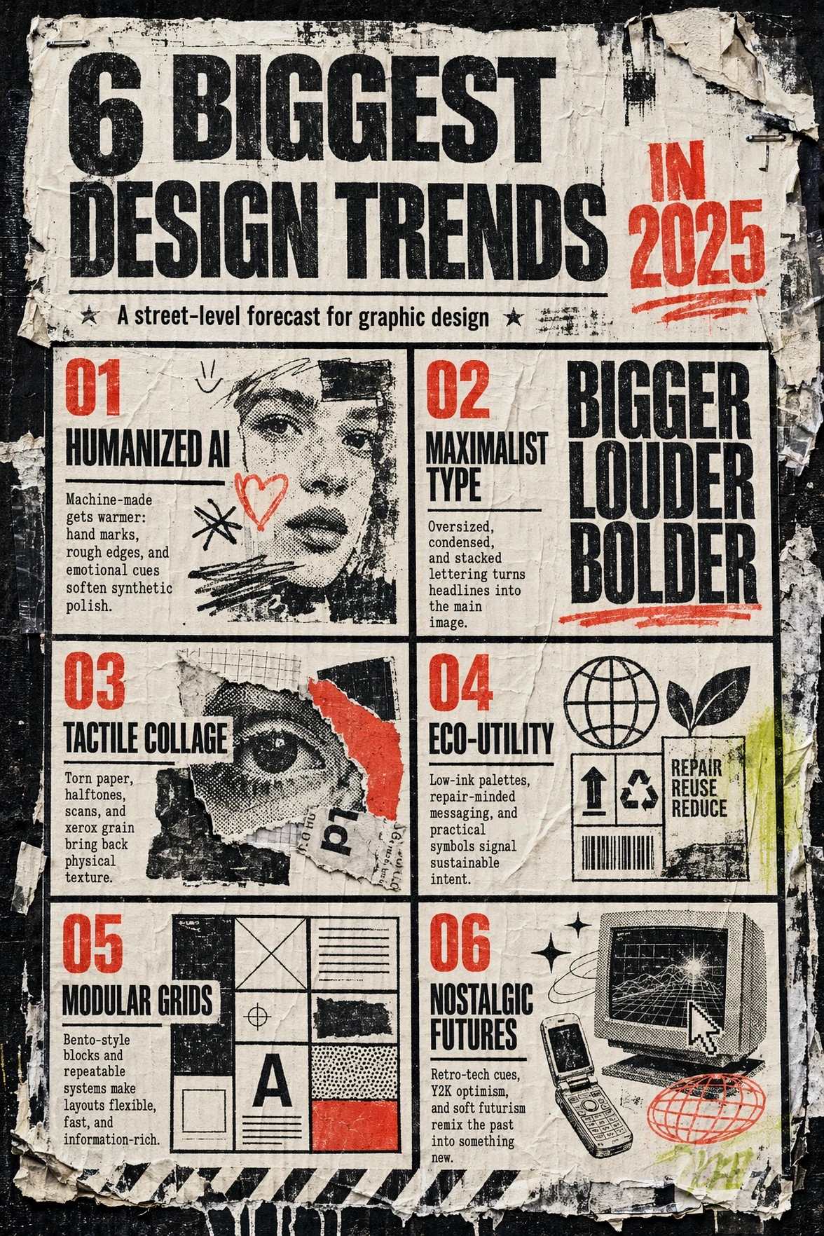 Generador de Infografías con IA — Six design trends: a structured visual overview